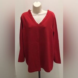 J Jill red V neck sweater